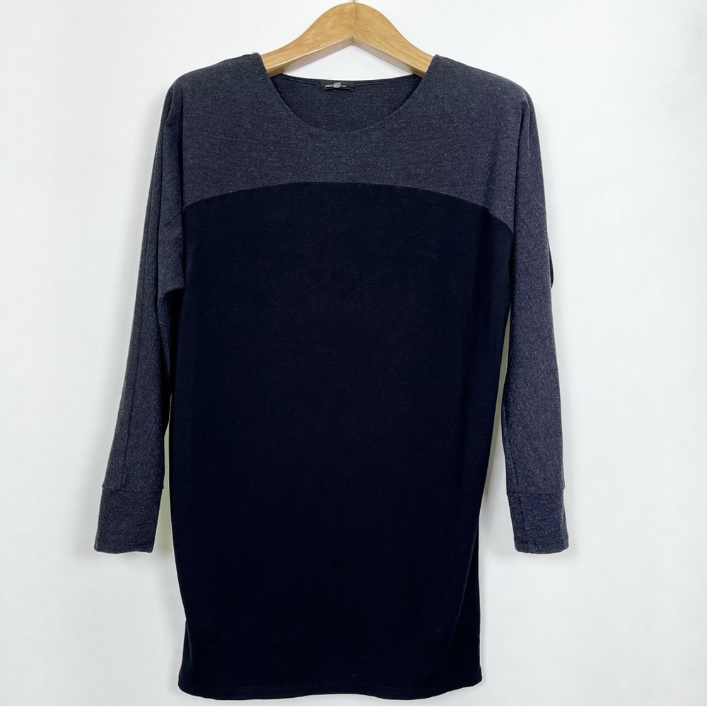 Miik Black and Grey Bamboo Long Sleeve Tunic Top‎ Size Small Crewneck